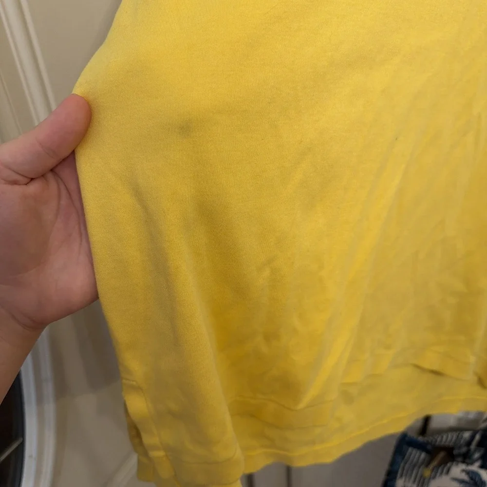 Polo Ralph Lauren Golf Shirt Mens Yellow Short Sleeve Purple Horse Cotton Sz L